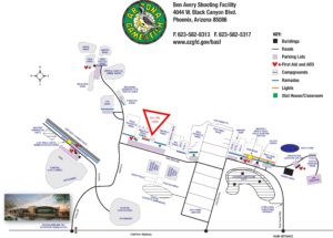 Location of Practical Pistol E Range at Ben Avery Shooting Range